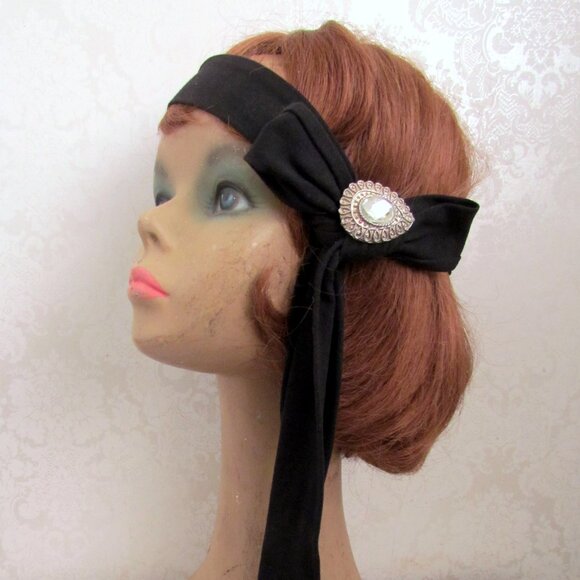 GIRL'S XL DANCE COSTUME, ROARING 20s FLAPPER WEISSMAN BLACK w RED FRINGE, EXTRAS - Picture 8 of 10